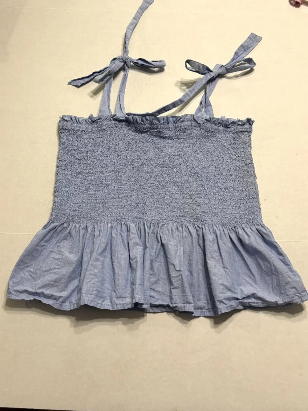 J. Crew Smocked Tie-Shoulder Tank Top Size Medium